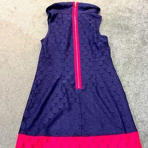 Color Blocked Dress with industrial zipper. Coral and Navy. Size 10.